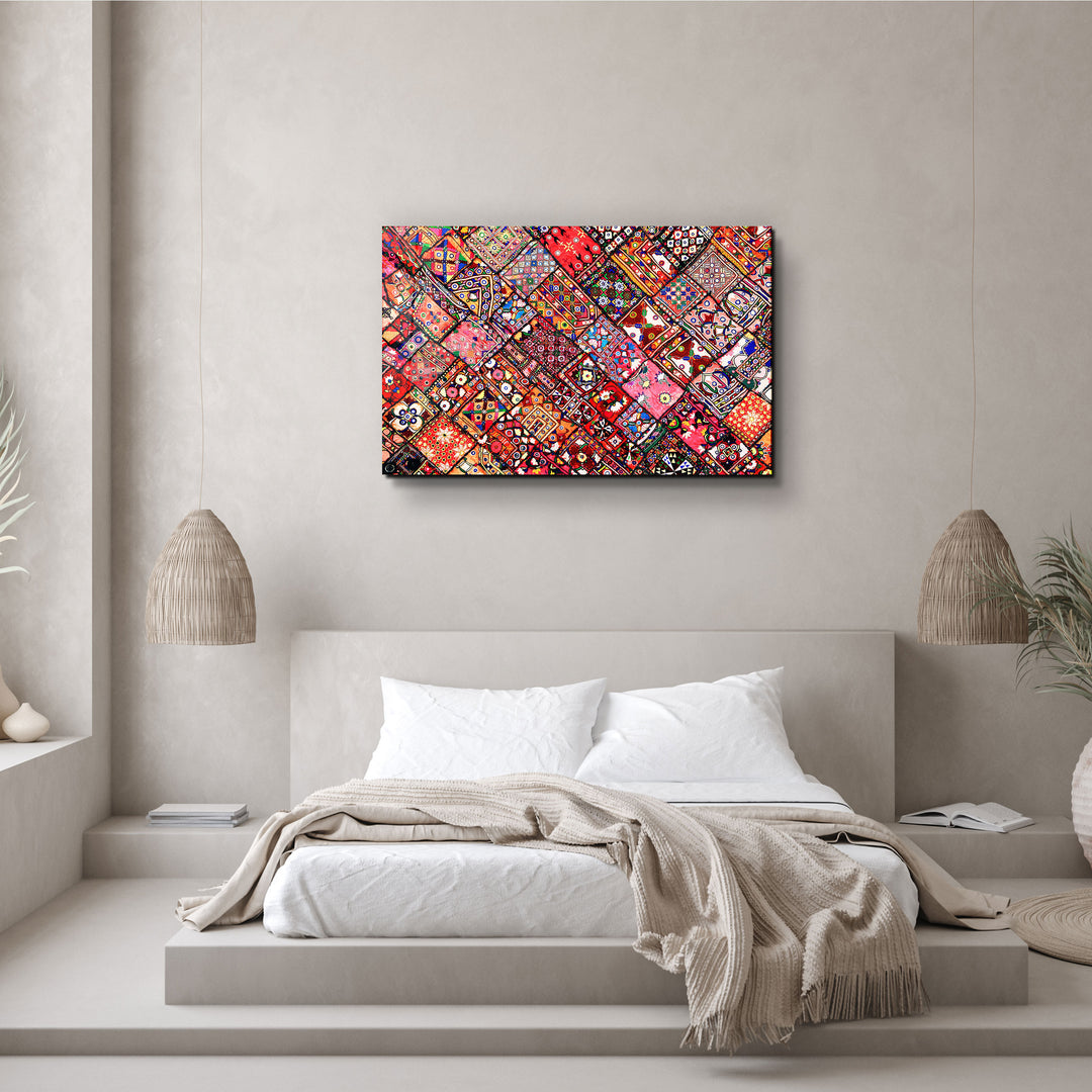 ・"Indian Embroidery"・Glass Wall Art | Artdesigna Glass Printing Wall Arts.