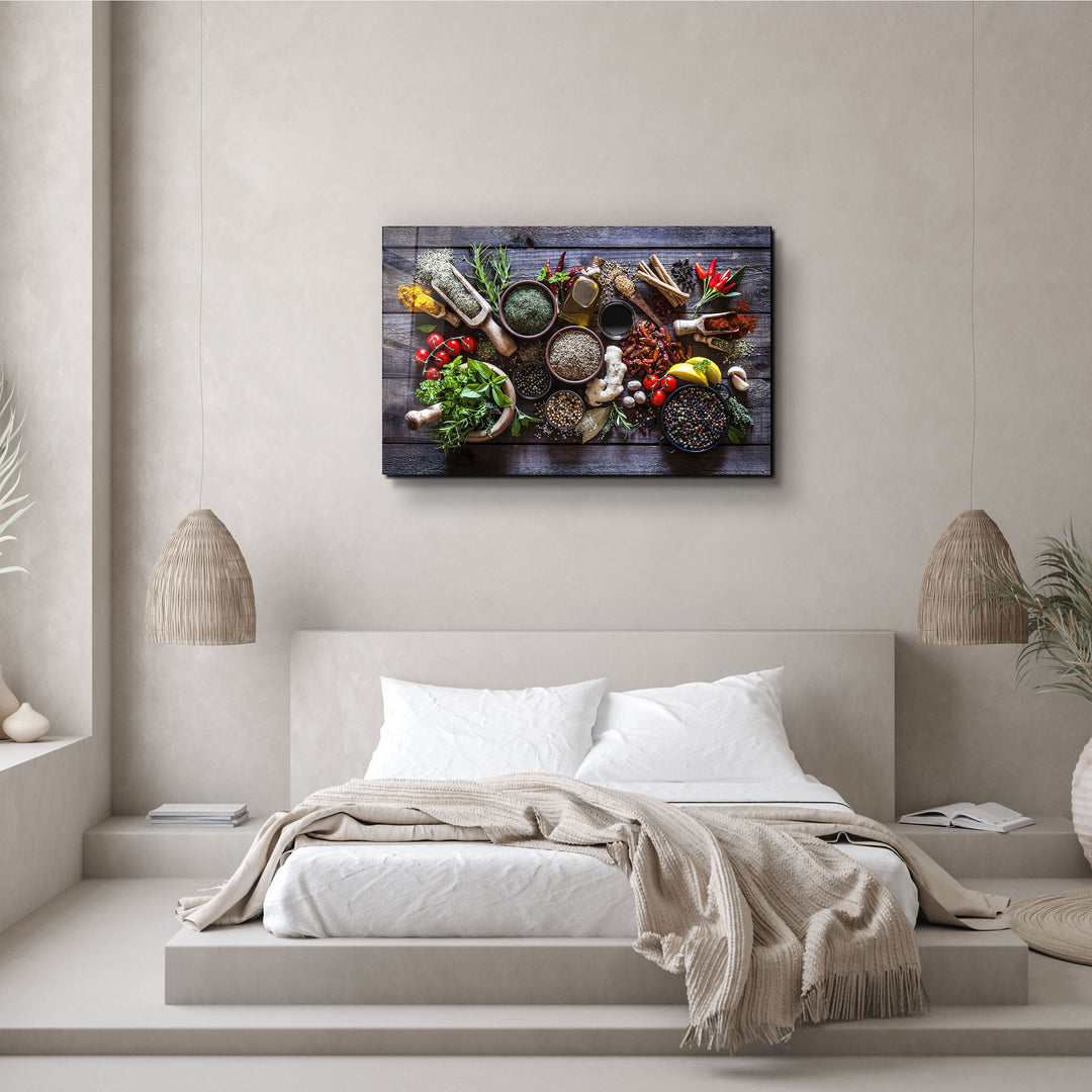 ・"Spices And Vegetables"・Glass Wall Art | Artdesigna Glass Printing Wall Arts.