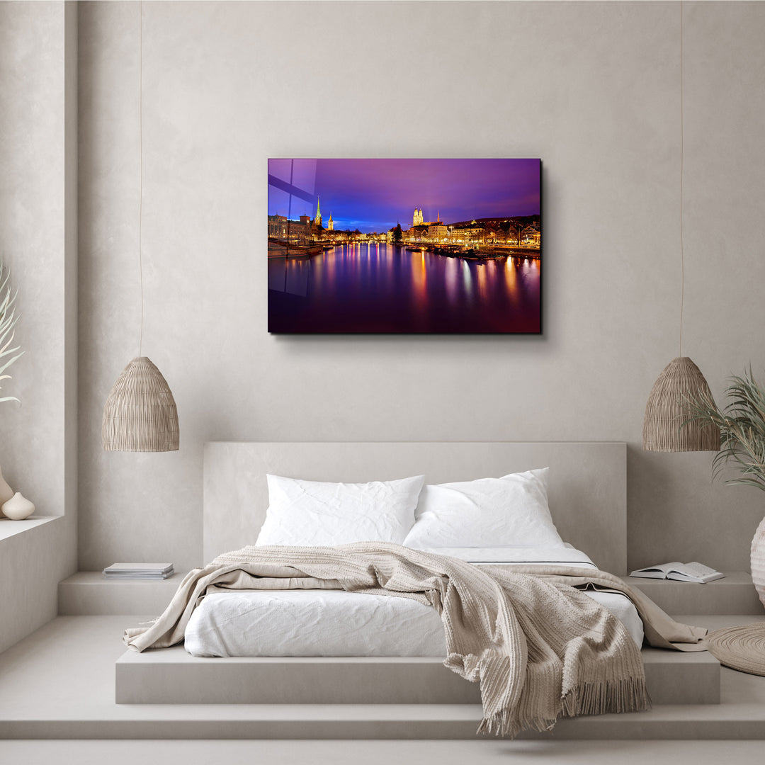 ・"Zurich Night"・Glass Wall Art | Artdesigna Glass Printing Wall Arts.