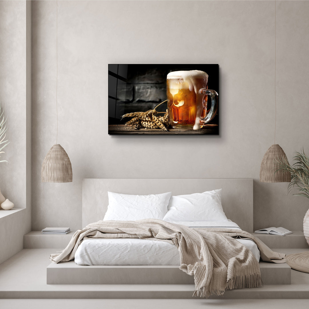 ・"Bubbling Beer"・Glass Wall Art | Artdesigna Glass Printing Wall Arts.