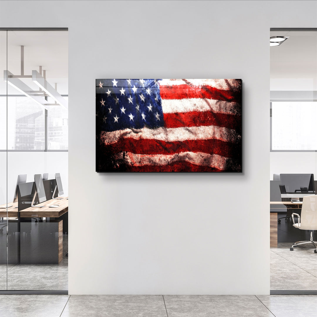 ・"Flag of the U.S."・Glass Wall Art | Artdesigna Glass Printing Wall Arts.