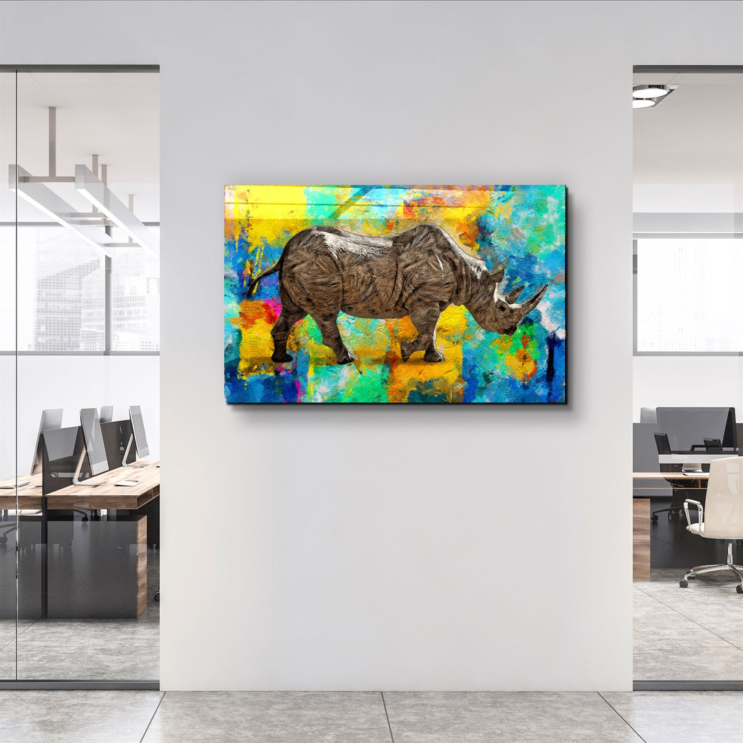 ・"Abstract Rhino V2"・Glass Wall Art | Artdesigna Glass Printing Wall Arts.