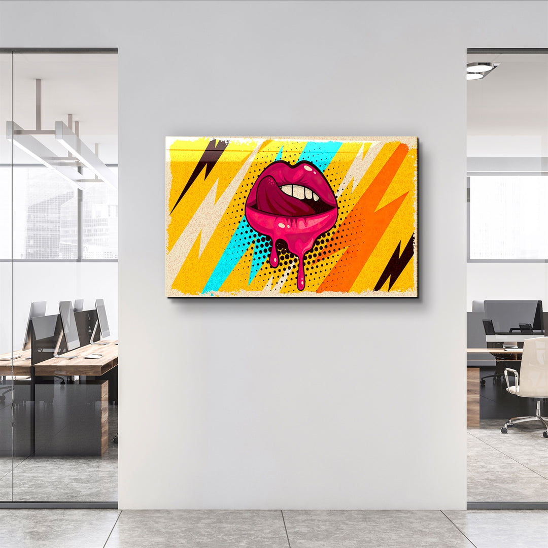 ・"Abstract Pink Lips"・Glass Wall Art | Artdesigna Glass Printing Wall Arts.