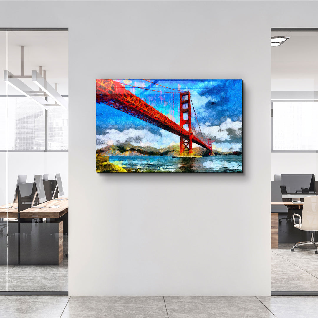 ・"Abstract Colorful Bridge"・Glass Wall Art | Artdesigna Glass Printing Wall Arts.