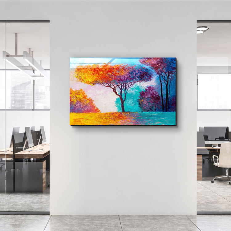 ・"Abstract Colorful Trees"・Glass Wall Art | Artdesigna Glass Printing Wall Arts.