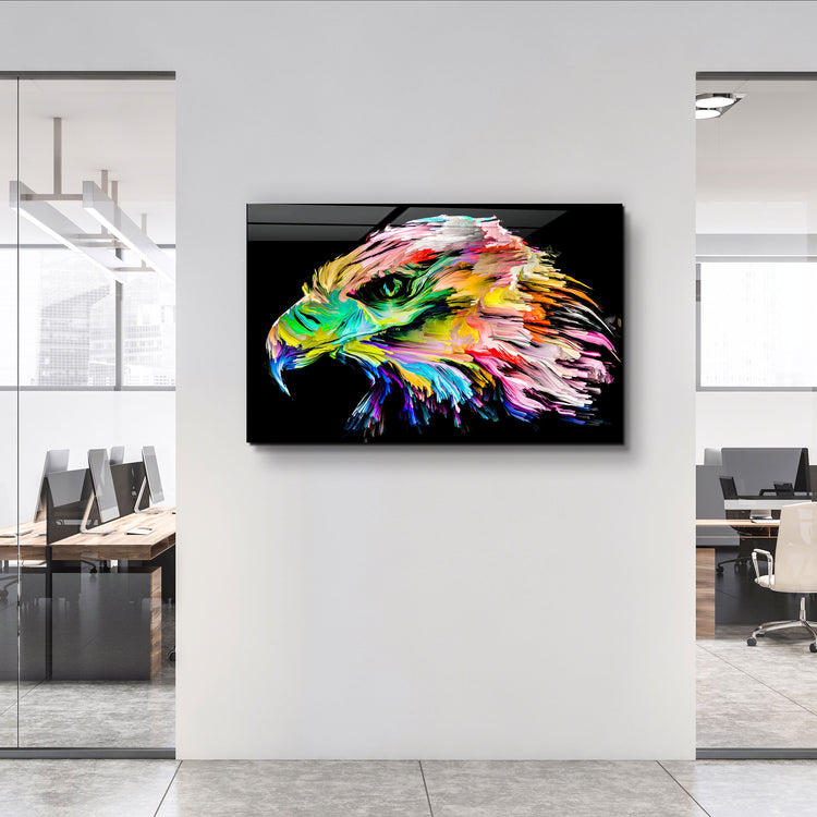 ・"Abstract Colorful Eagle"・Glass Wall Art | Artdesigna Glass Printing Wall Arts.