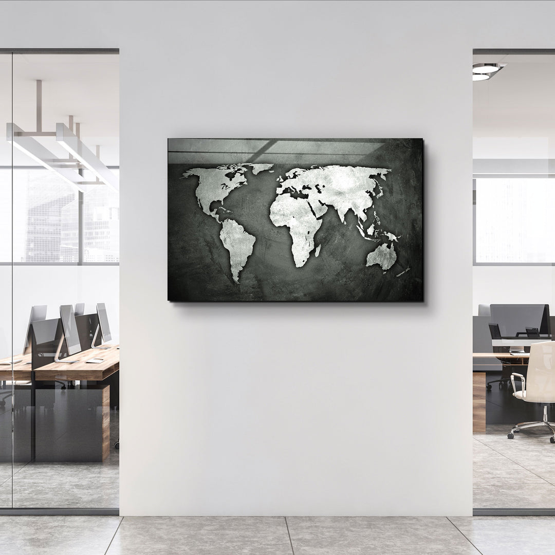 ・"World Map"・Glass Wall Art | Artdesigna Glass Printing Wall Arts.