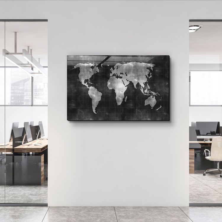 ・"Wold Map"・Glass Wall Art | Artdesigna Glass Printing Wall Arts.