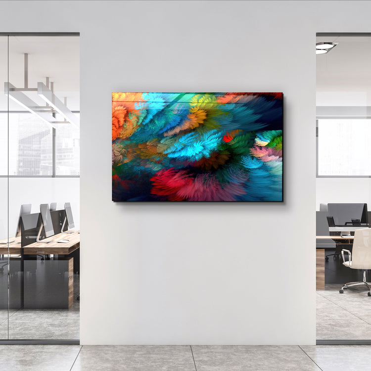 ・"Colorful Plumes"・Glass Wall Art | Artdesigna Glass Printing Wall Arts.