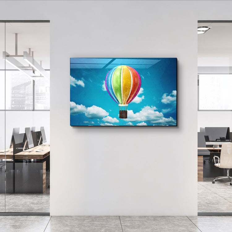 ・"Rainbow Air Balloon"・Glass Wall Art | Artdesigna Glass Printing Wall Arts.