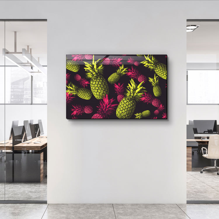 ・"The Pineapples"・Glass Wall Art | Artdesigna Glass Printing Wall Arts.