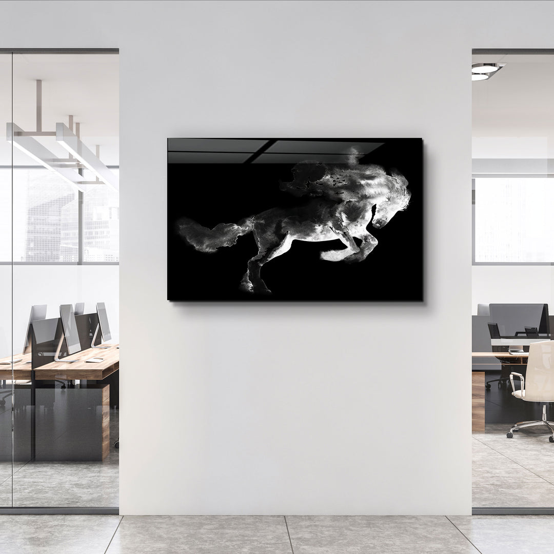 ・"Running Horse Silhouette V2"・Glass Wall Art | Artdesigna Glass Printing Wall Arts.