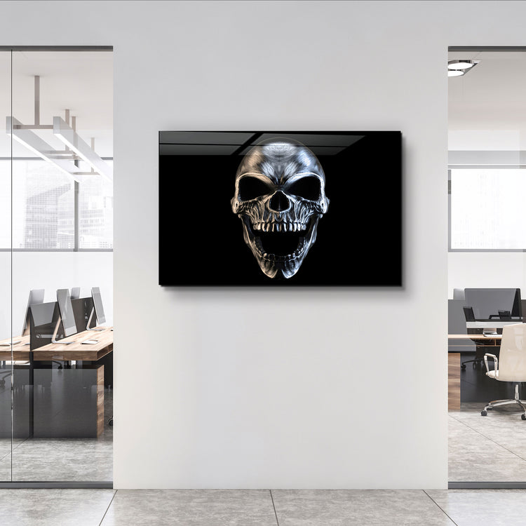 ・"Silver Skull"・Glass Wall Art | Artdesigna Glass Printing Wall Arts.