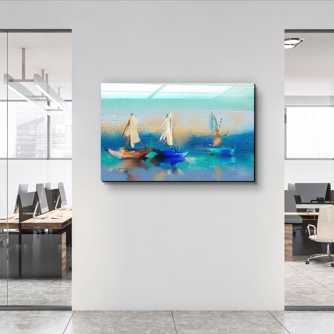 ・"Abstract Boats Art"・Glass Wall Art | Artdesigna Glass Printing Wall Arts.