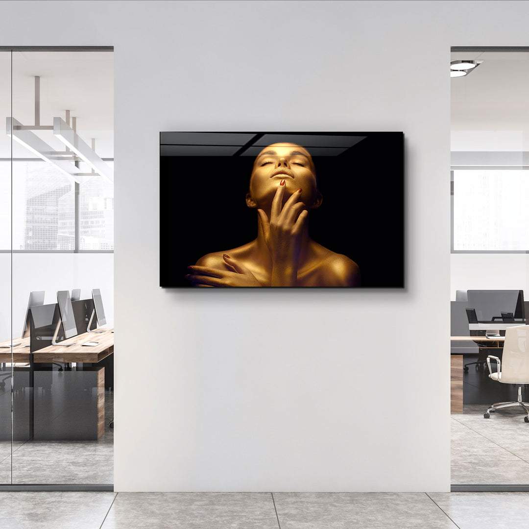 ・"Beauty Woman With Golden Skin"・Glass Wall Art | Artdesigna Glass Printing Wall Arts.