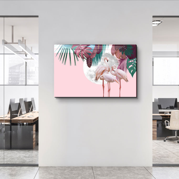 ・"Greater Flamingo"・Glass Wall Art | Artdesigna Glass Printing Wall Arts.