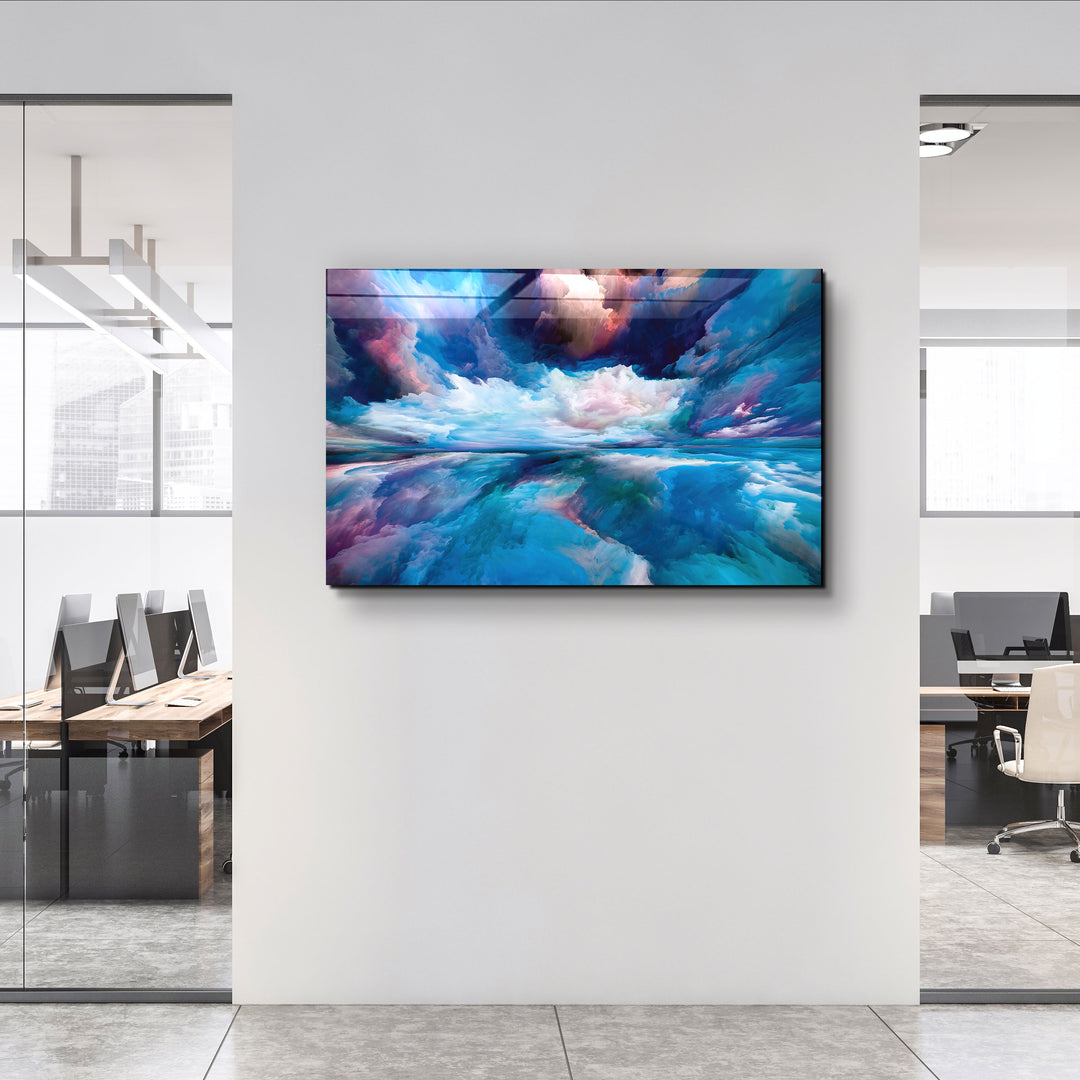 ・"Blue Clouds"・Glass Wall Art | Artdesigna Glass Printing Wall Arts.