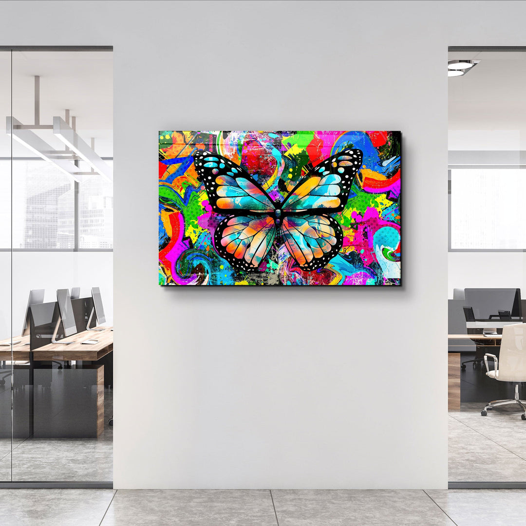 ・"Colorful Butturfly"・Glass Wall Art | Artdesigna Glass Printing Wall Arts.