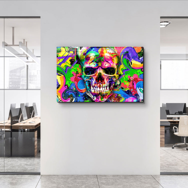 ・"Skull Graffiti Art"・Glass Wall Art | Artdesigna Glass Printing Wall Arts.