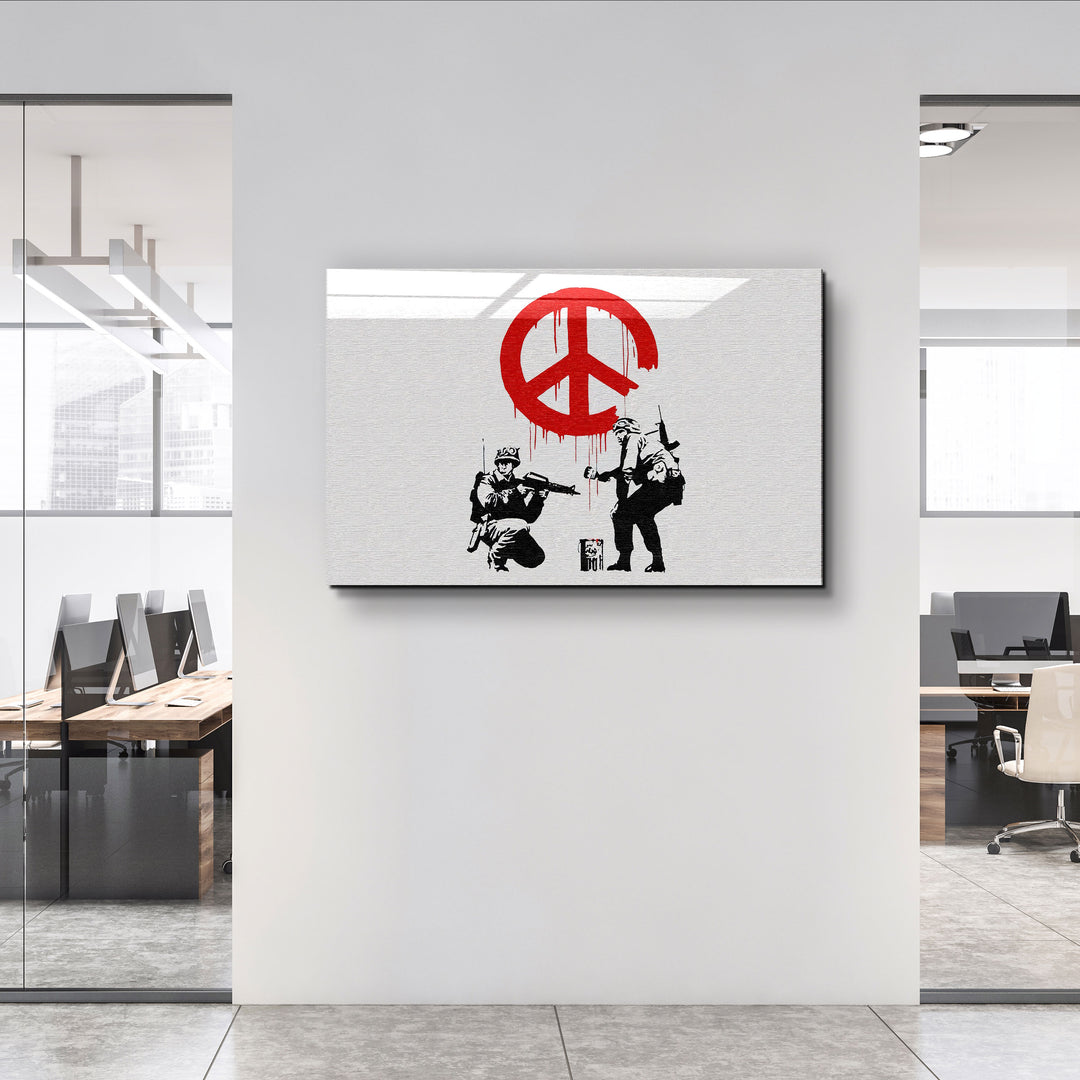 ・"Banksy - Anti-War"・Glass Wall Art | Artdesigna Glass Printing Wall Arts.