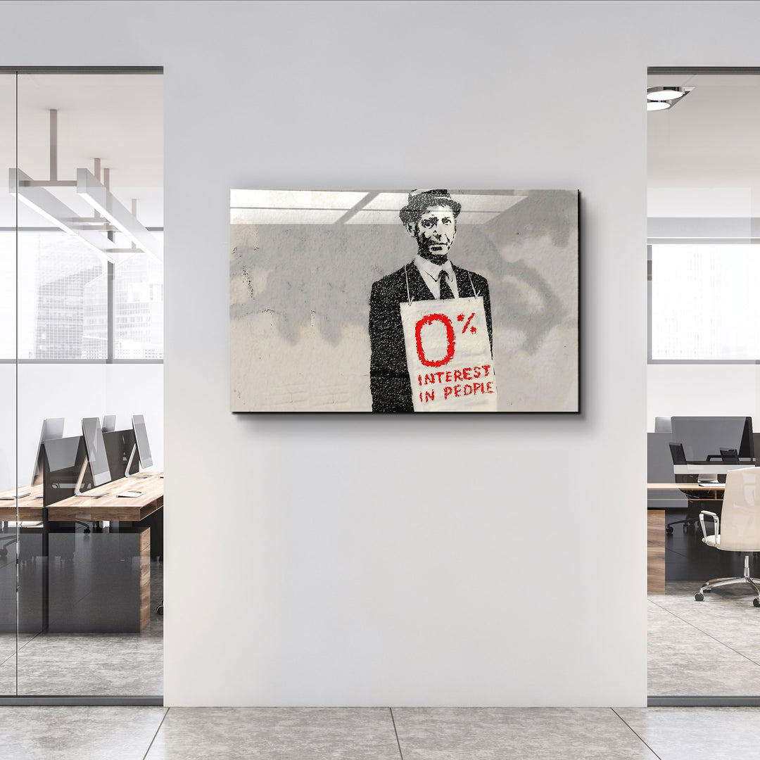 ・"Banksy - Zero Percent Interest"・Glass Wall Art | Artdesigna Glass Printing Wall Arts.