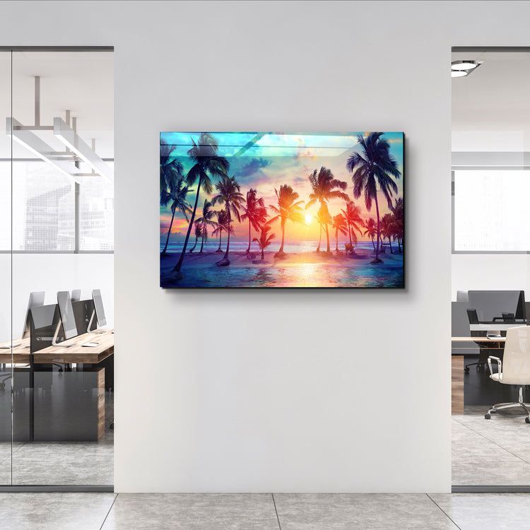 ・"Palm Trees "・Glass Wall Art | Artdesigna Glass Printing Wall Arts.