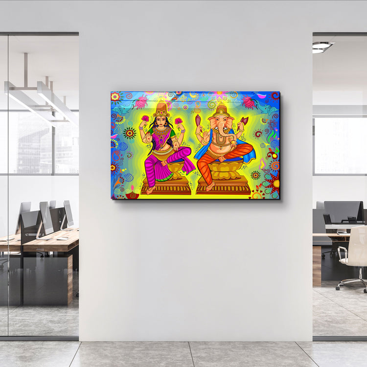 ・"Lord Ganesha Illustration"・Glass Wall Art | Artdesigna Glass Printing Wall Arts.