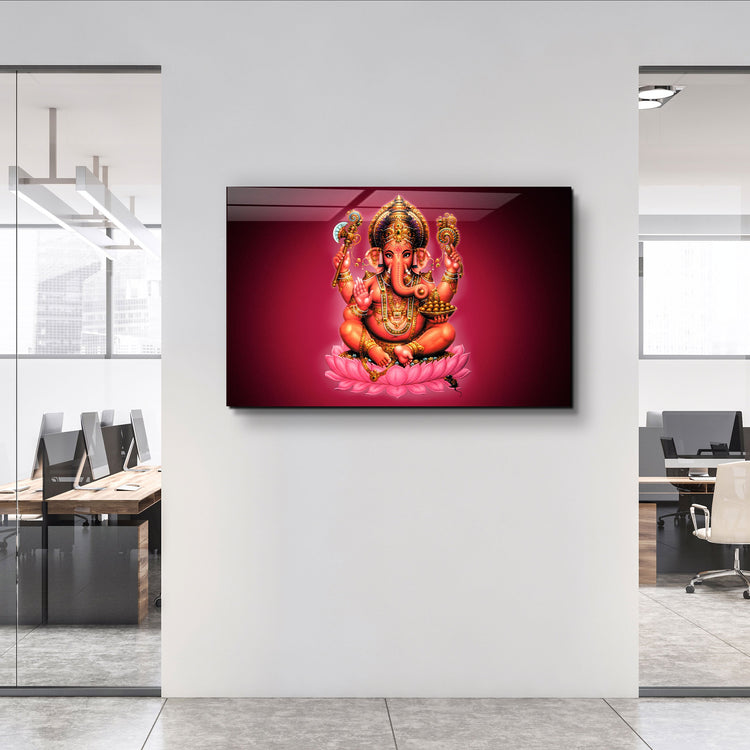 ・"Lord Ganesha"・Glass Wall Art | Artdesigna Glass Printing Wall Arts.