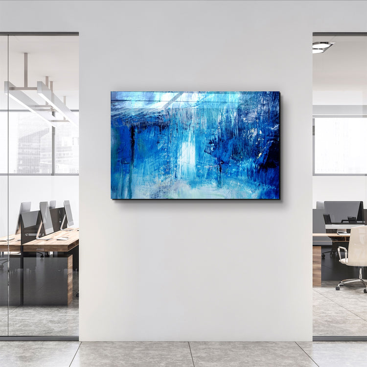 ・"Blue Fall"・Glass Wall Art | Artdesigna Glass Printing Wall Arts.