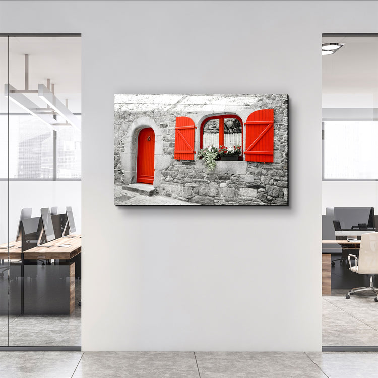 ・"Red Door"・Glass Wall Art | Artdesigna Glass Printing Wall Arts.