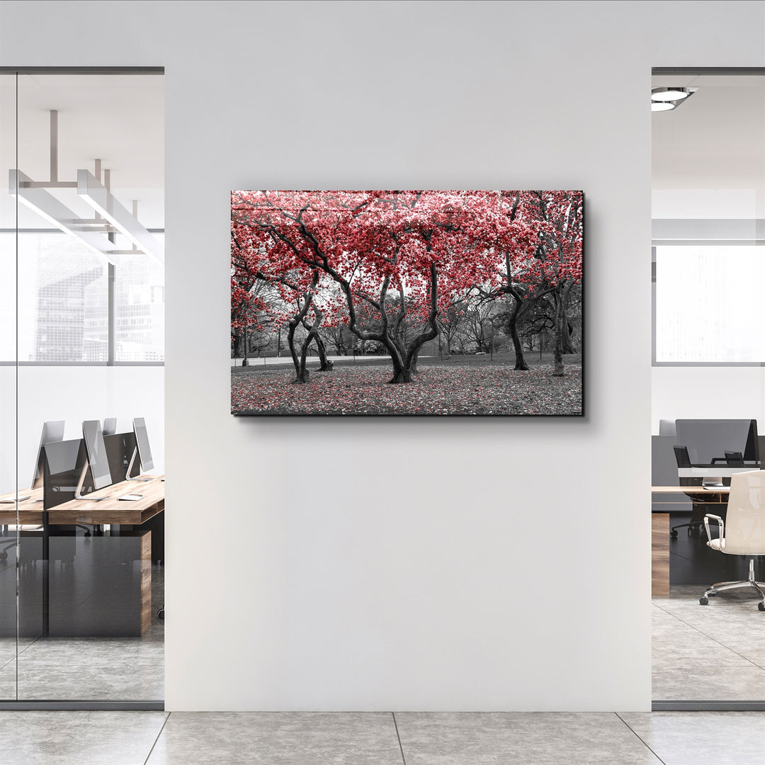 ・"Red Tree 2"・Glass Wall Art | Artdesigna Glass Printing Wall Arts.