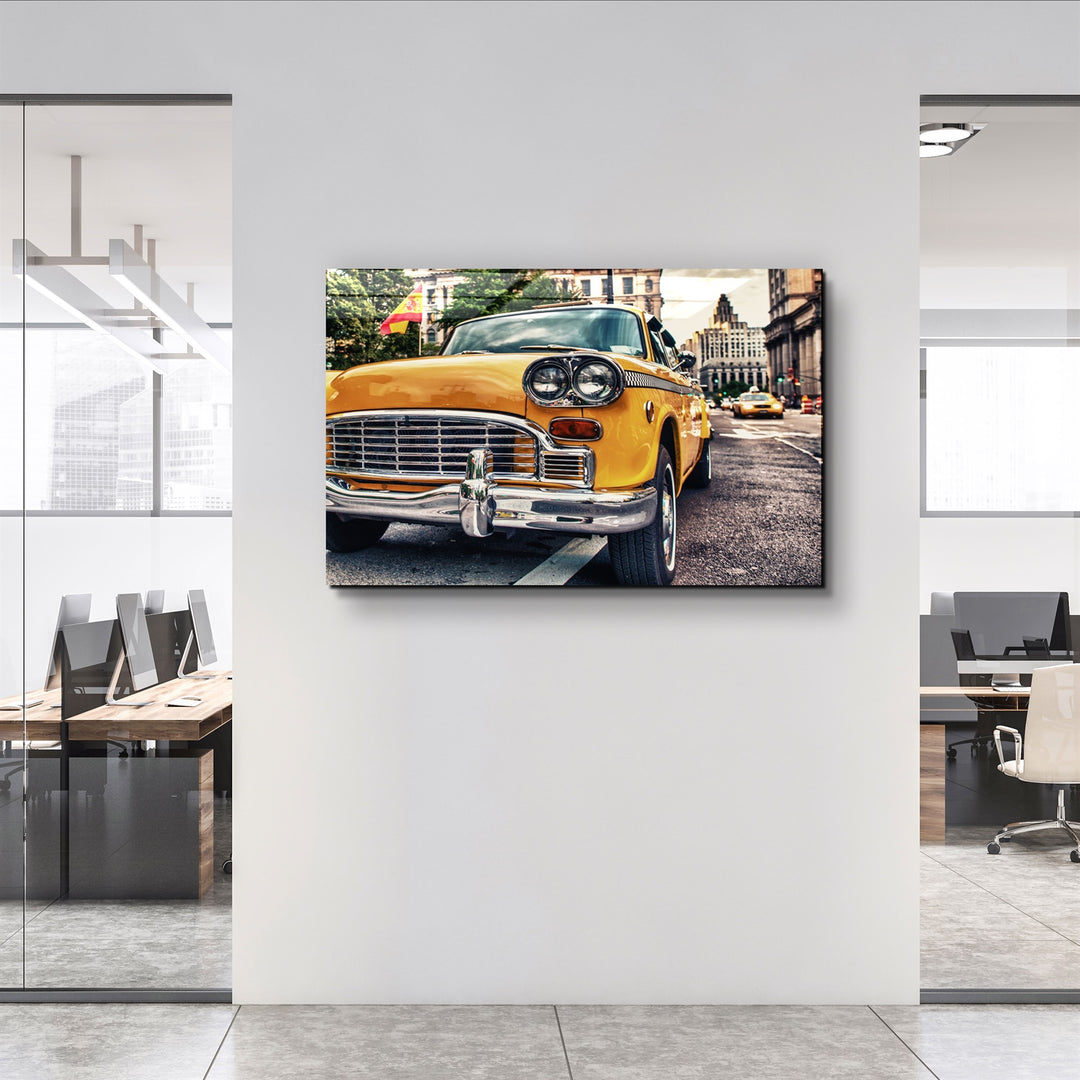 ・"Classic Taxi"・Glass Wall Art | Artdesigna Glass Printing Wall Arts.