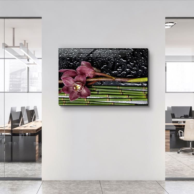 ・"Wet Orchid"・Glass Wall Art | Artdesigna Glass Printing Wall Arts.