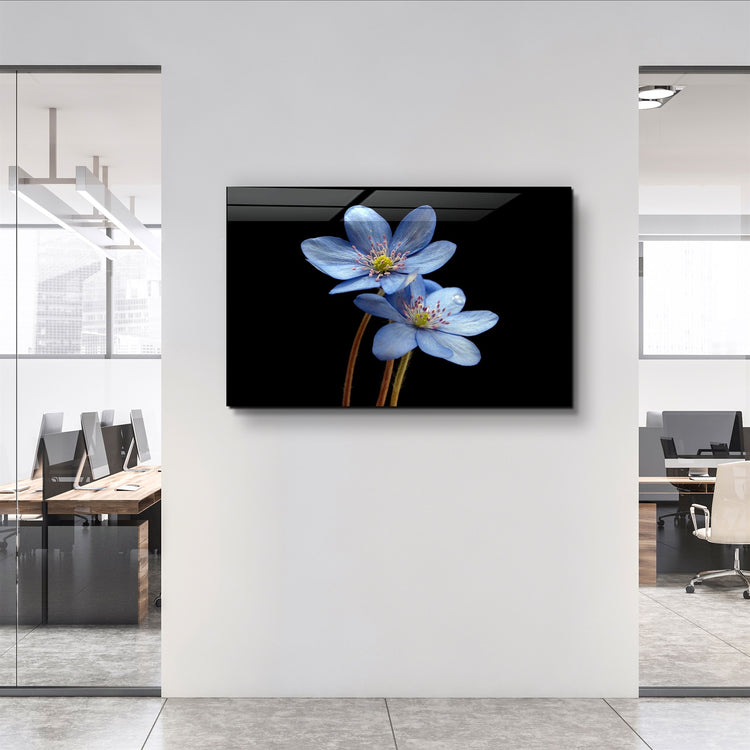 ・"Blue Flower"・Glass Wall Art | Artdesigna Glass Printing Wall Arts.