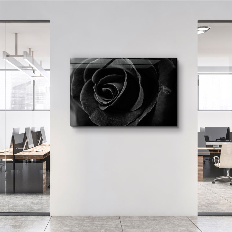 ・"Black Rose"・Glass Wall Art | Artdesigna Glass Printing Wall Arts.