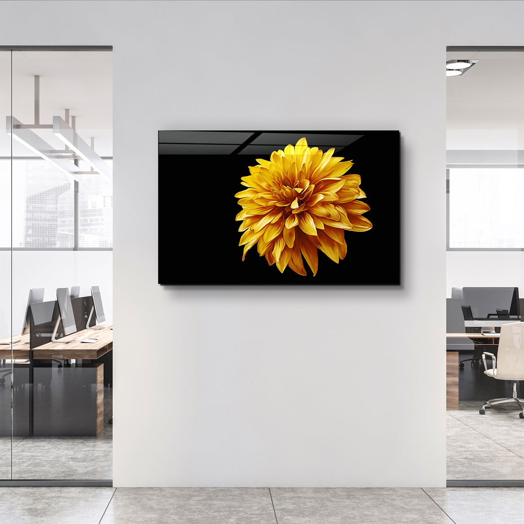 ・"Yellow Flower"・Glass Wall Art | Artdesigna Glass Printing Wall Arts.