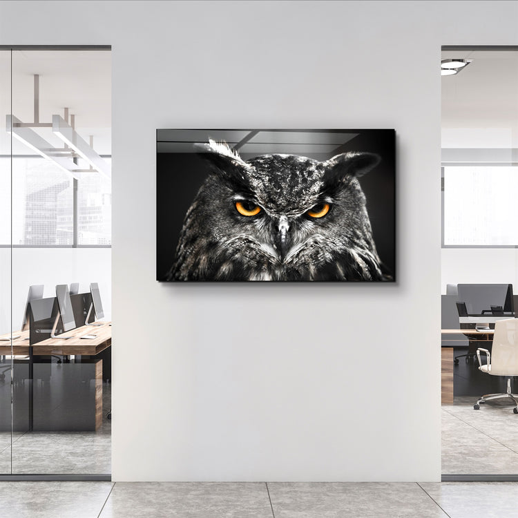 ・"Owl"・Glass Wall Art | Artdesigna Glass Printing Wall Arts.