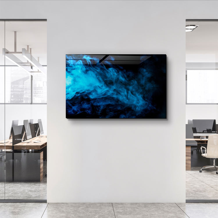 ・"Blue Smoke"・Glass Wall Art | Artdesigna Glass Printing Wall Arts.