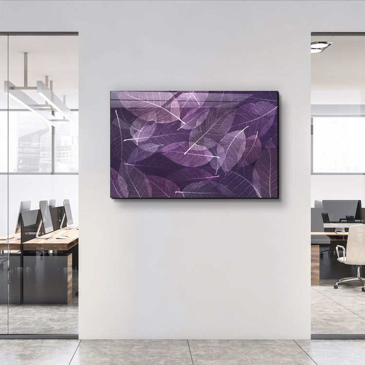 ・"Purple Leaf"・Glass Wall Art | Artdesigna Glass Printing Wall Arts.