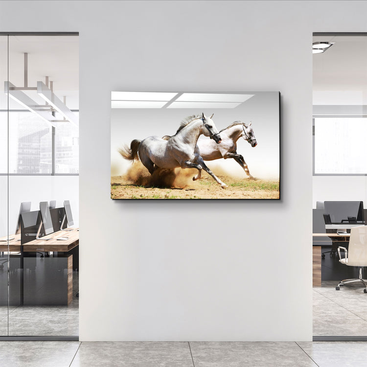 ・"Running Horses"・Glass Wall Art | Artdesigna Glass Printing Wall Arts.