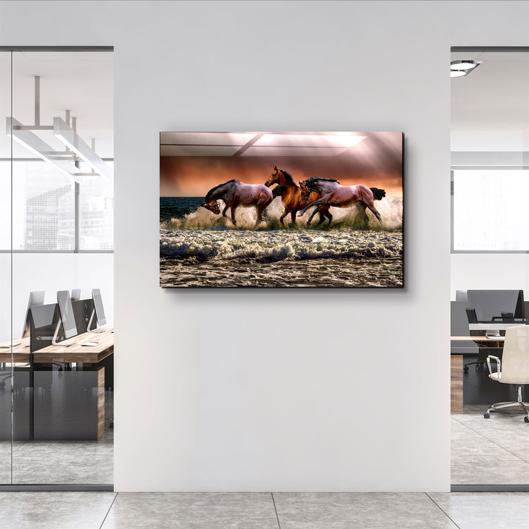 ・"Horses"・Glass Wall Art | Artdesigna Glass Printing Wall Arts.