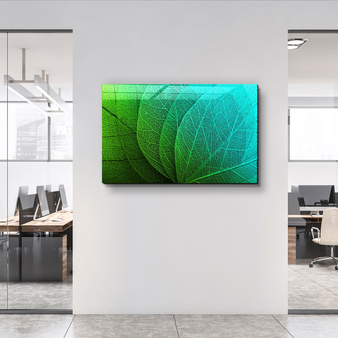 ・"Green Leaf 2"・Glass Wall Art | Artdesigna Glass Printing Wall Arts.