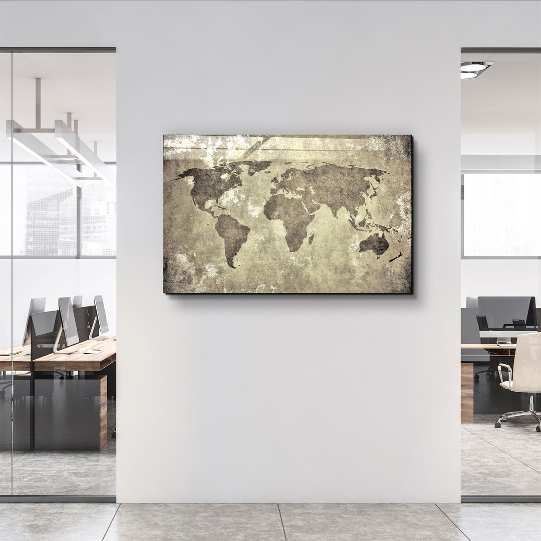 ・"World Map"・Glass Wall Art | Artdesigna Glass Printing Wall Arts.