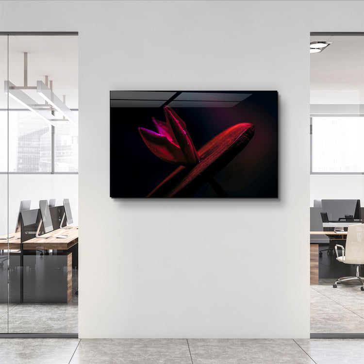 ・"Red Leaf"・Glass Wall Art | Artdesigna Glass Printing Wall Arts.