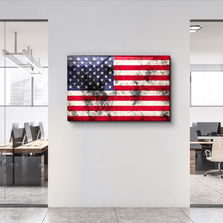 ・"Flag of the U.S."・Glass Wall Art | Artdesigna Glass Printing Wall Arts.