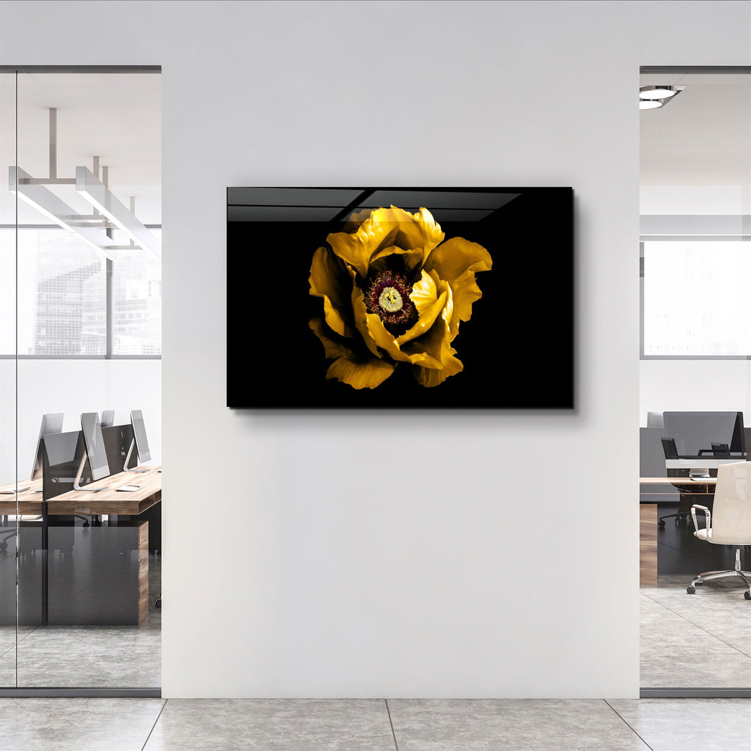 ・"Yellow Rose 2"・Glass Wall Art | Artdesigna Glass Printing Wall Arts.