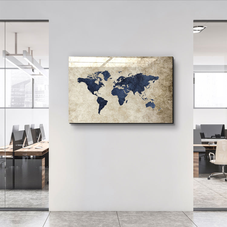 ・"World Map"・Glass Wall Art | Artdesigna Glass Printing Wall Arts.