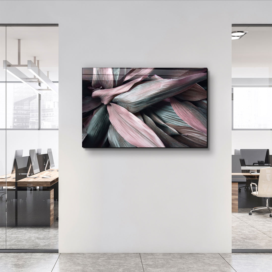 ・"Pink Leaves V2"・Glass Wall Art | Artdesigna Glass Printing Wall Arts.