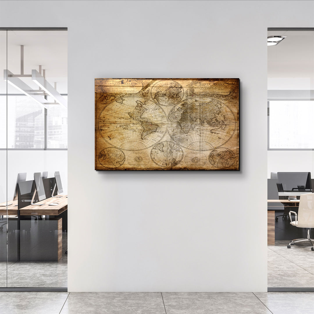 ・"The Old Map"・Glass Wall Art | Artdesigna Glass Printing Wall Arts.