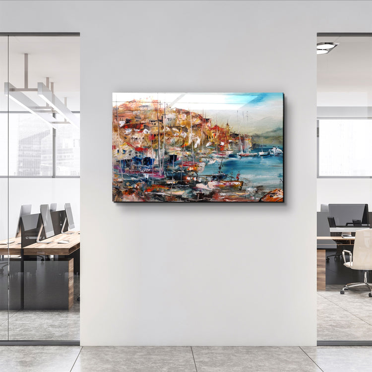 ・"Coastal Town"・Glass Wall Art | Artdesigna Glass Printing Wall Arts.